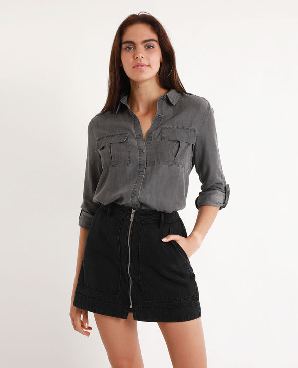 Chemise en jeans grise femme shop