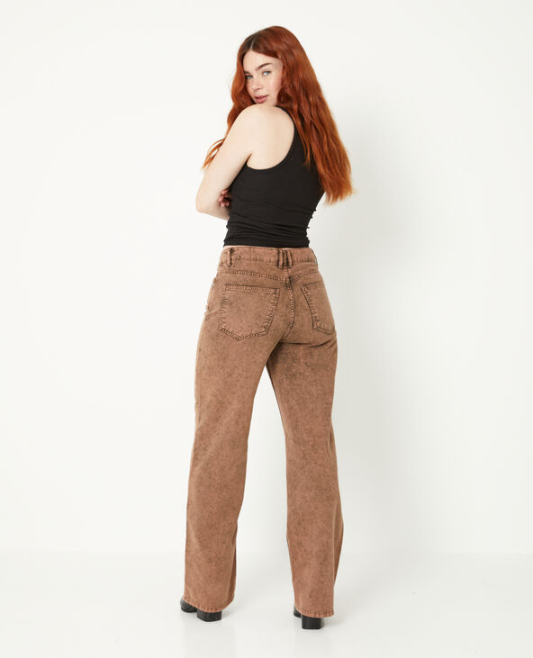 Jean droit taille basse effet délavé marron - Pimkie