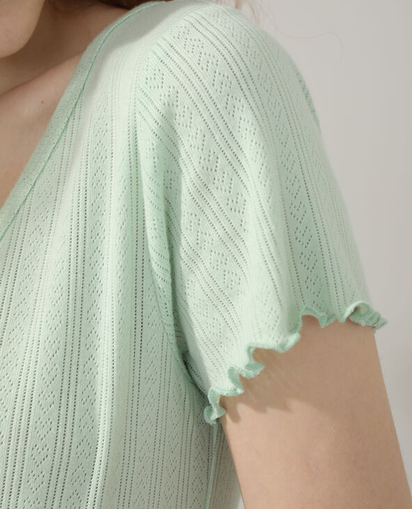 Gilet ajouré vert de gris - Pimkie