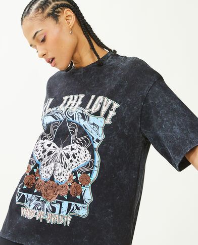 T-shirt imprimé oversize noir - Pimkie