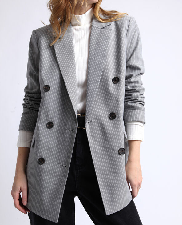 Blazer à rayures gris chiné - Pimkie