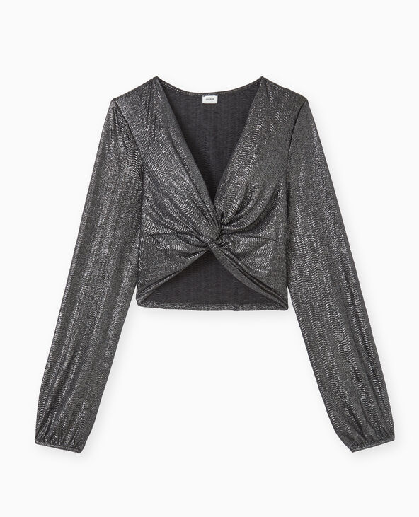 Top court en tissu texturé avec lurex doré argenté - Pimkie