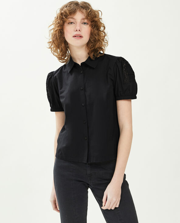 Chemise courte avec dentelle noir - Pimkie