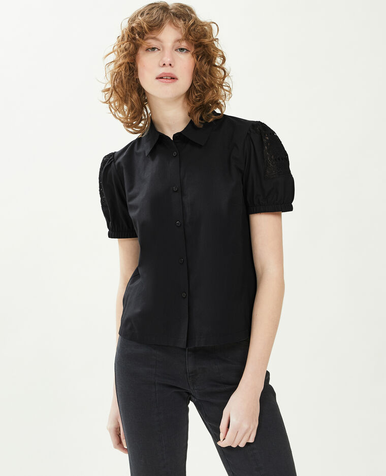 Chemise courte avec dentelle noir - Pimkie