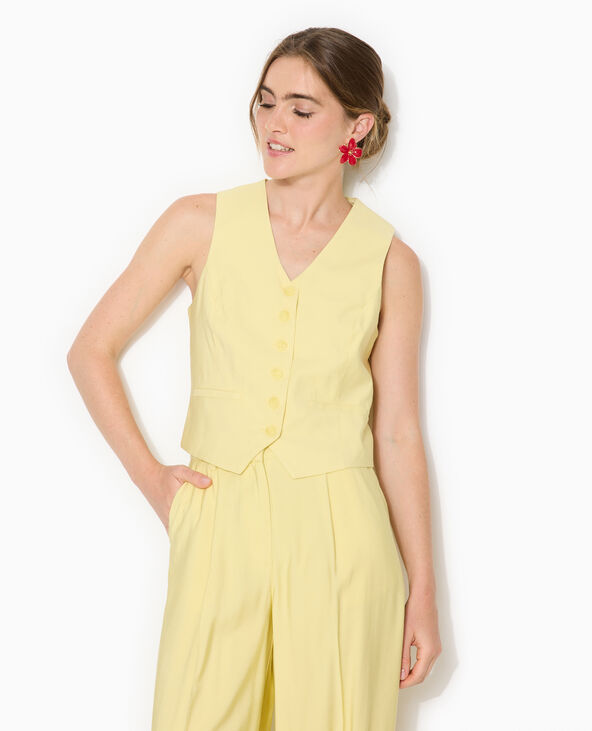 Gilet barman en tissu fluide jaune - Pimkie