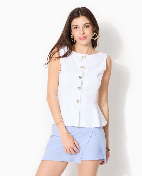 Top sans manches forme peplum avec dos dégagé blanc - Pimkie