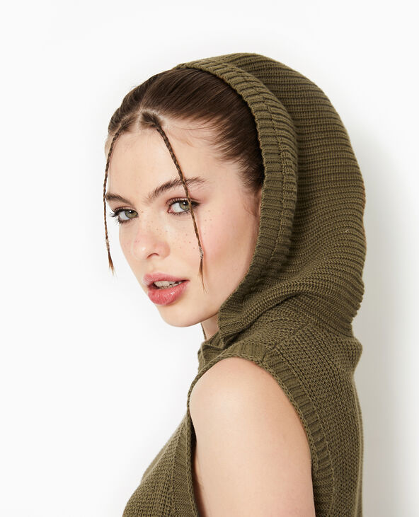 Pull sans manches avec capuche vert kaki - Pimkie