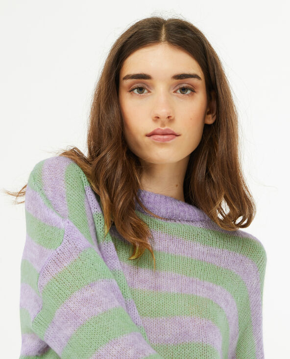 Pull en maille légère rayée violet - Pimkie