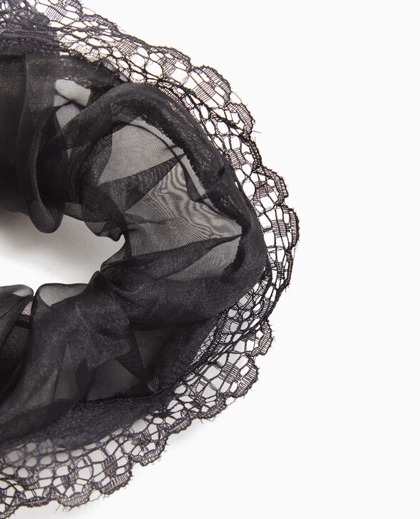 Chouchou organza et dentelle avec pochette cadeau noir - Pimkie