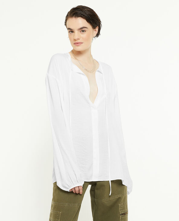 Blouse oversize avec lien à nouer blanc - Pimkie