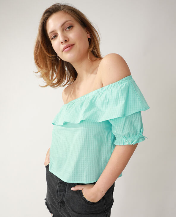 Top Vichy bleu turquoise - Pimkie