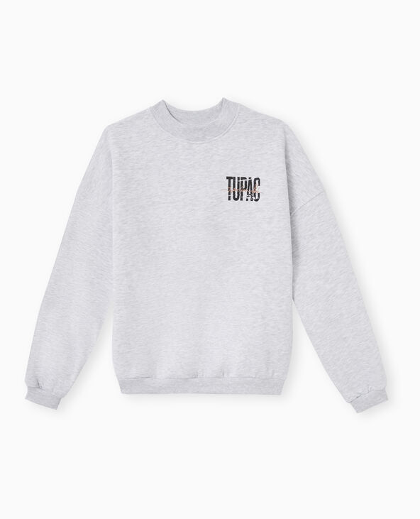 Sweat col rond Tupac gris chiné - Pimkie