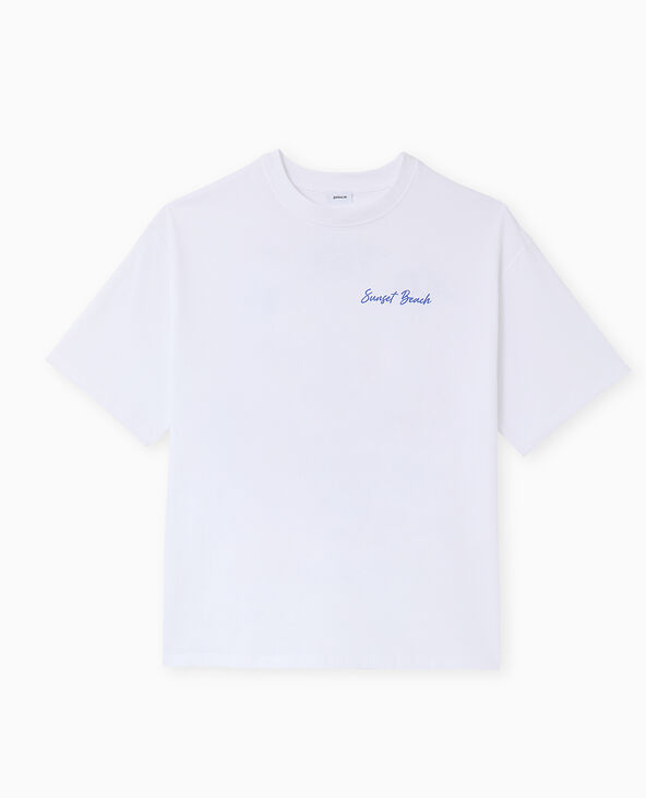 T-shirt oversize avec print poitrine et dos blanc - Pimkie