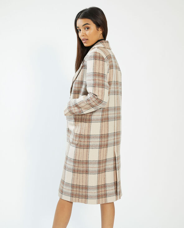 Manteau carreaux beige discount