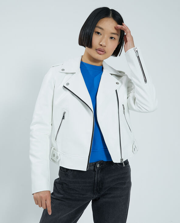 Veste simili cuir blanche clearance