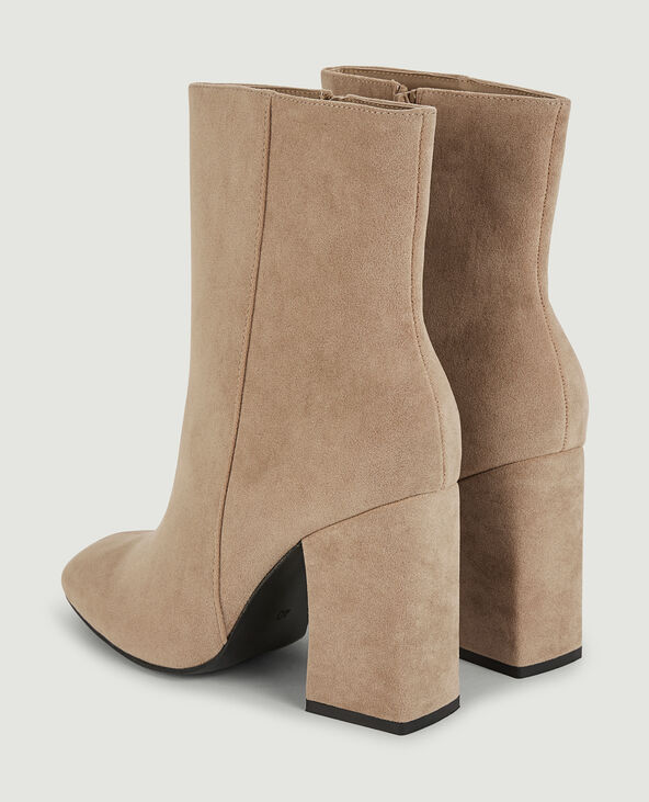 Boots à talon en suédine beige - Pimkie