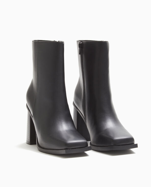 Boots à talons bouts carrés noir - Pimkie