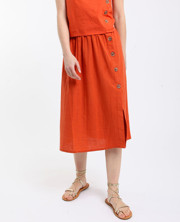 Jupe midi marron - Pimkie