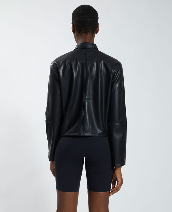 Chemise en simili cuir à franges noir - Pimkie
