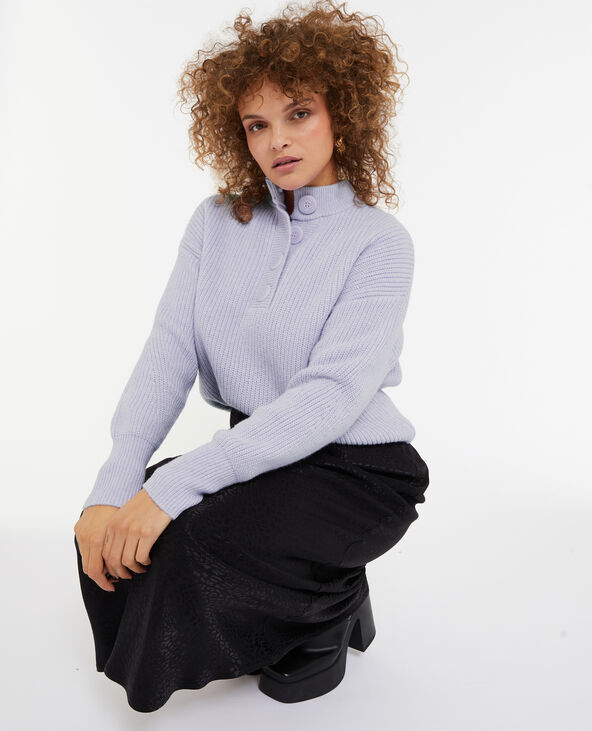 Pull grosse maille avec col boutonné lilas - Pimkie