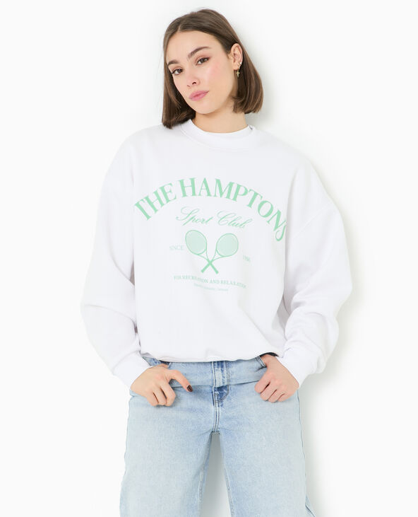 Sweat col rond avec grand print devant blanc - Pimkie