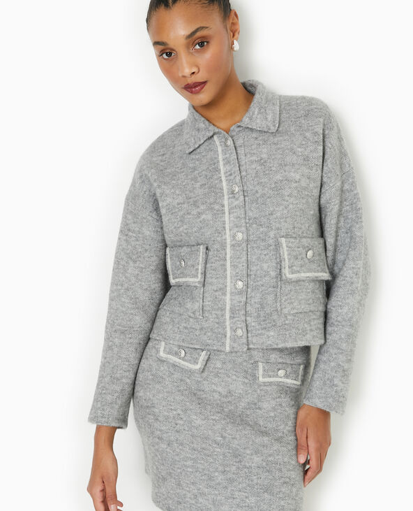 Gilet droit avec boutons fantaisie gris chiné - Pimkie
