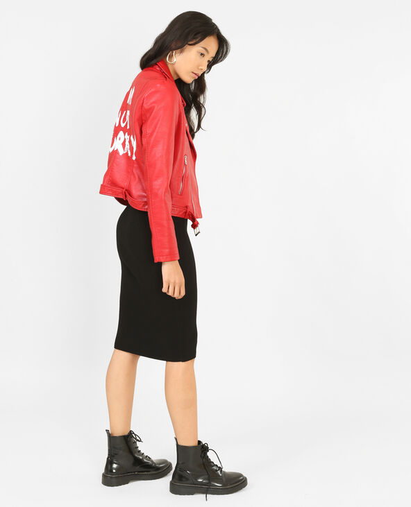 Veste biker à message rouge - Pimkie