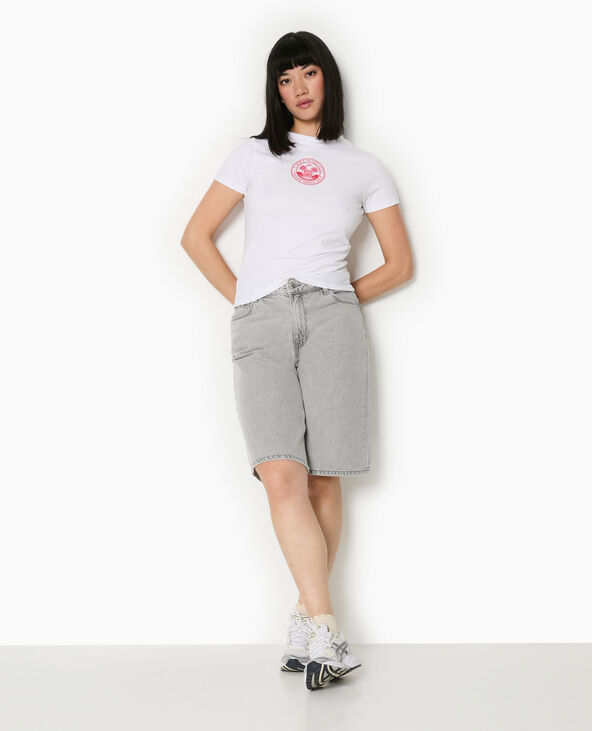 T-shirt ajusté avec print blanc - Pimkie