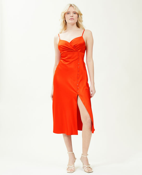 Robe longue satinée orange - Pimkie