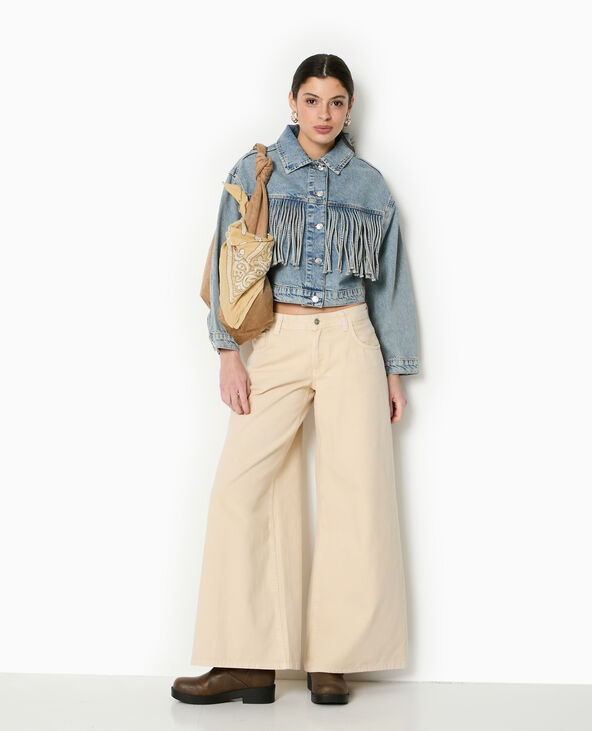 Veste en jean avec franges bleu - Pimkie