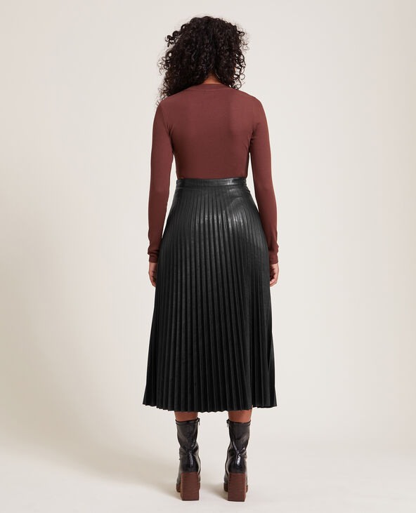 Jupe midi pliss e simili cuir