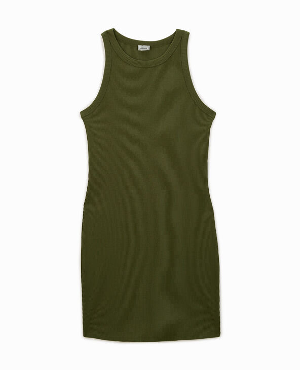 Robe débardeur maille côtelée vert kaki - Pimkie