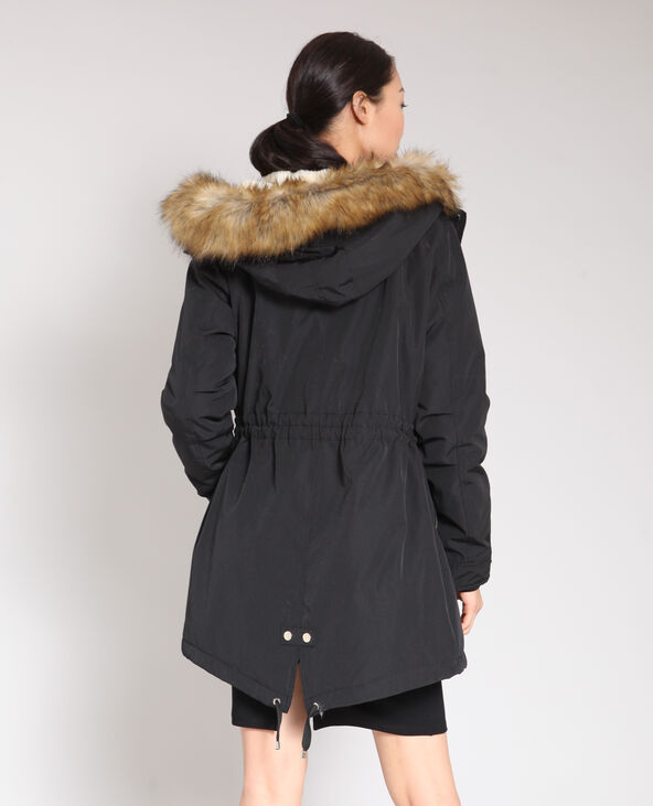 Parka longue avec fausse fourrure
