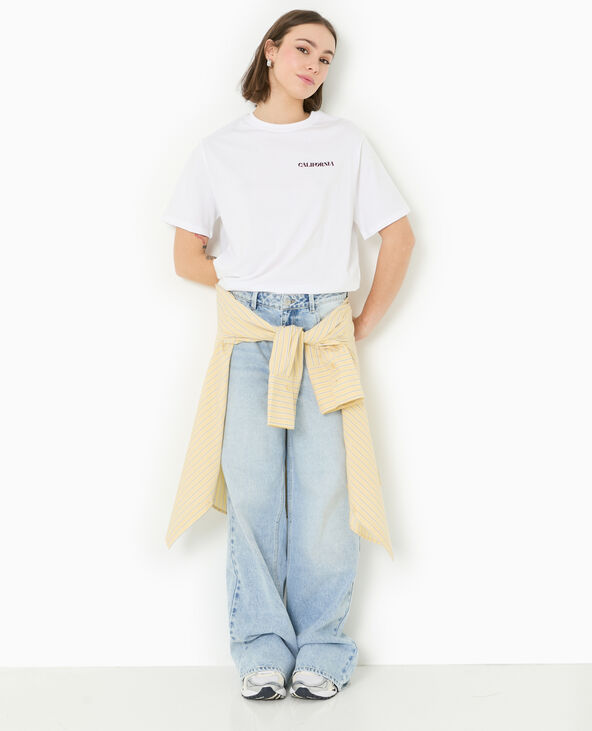 T-shirt ample avec print poitrine et dos blanc - Pimkie