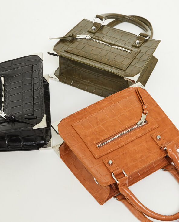 Sac boxy effet croco avec chaîne vert kaki - Pimkie