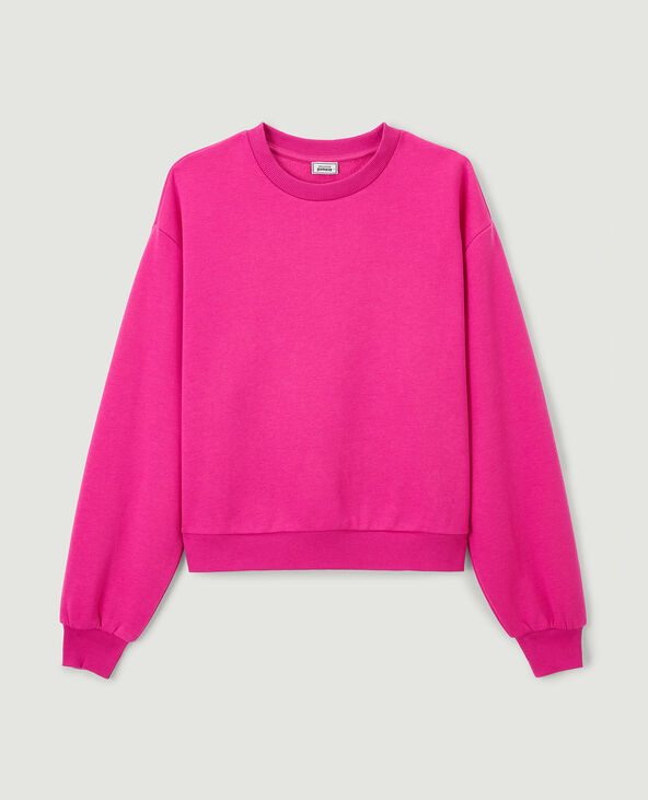 Sweat court col rond rose fuchsia - Pimkie