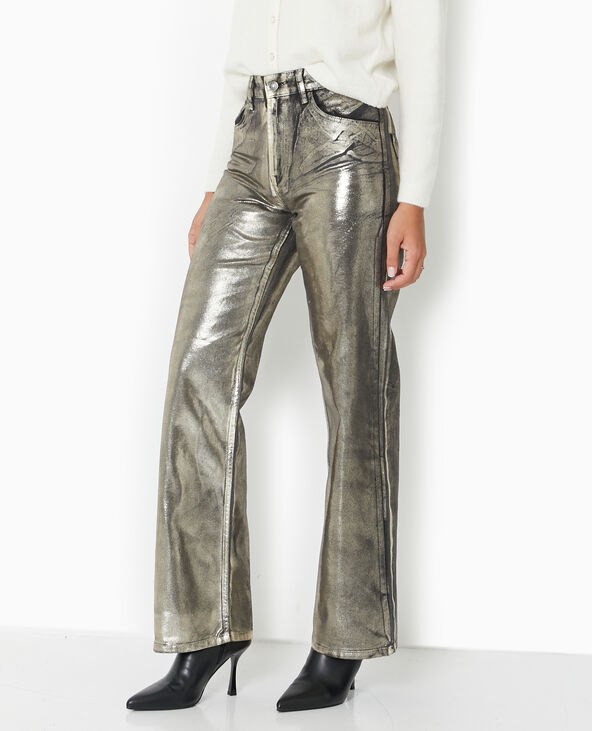 Jean droit taille haute enduit gold noir - Pimkie