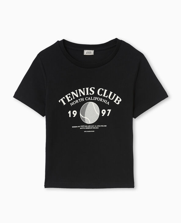 T-shirt ajusté avec print devant noir - Pimkie