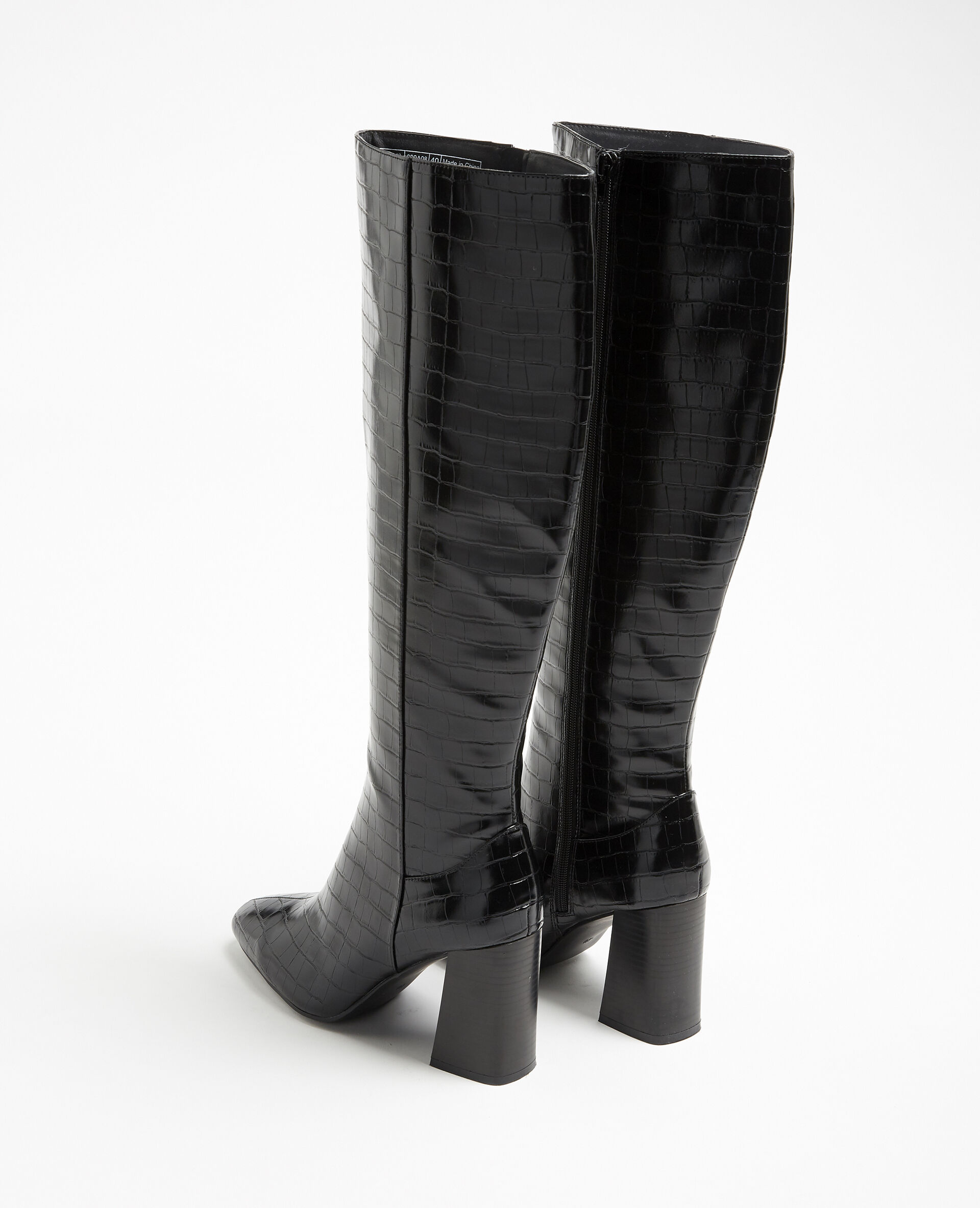 Bottes hautes croco noir - 917942899A08 | Pimkie