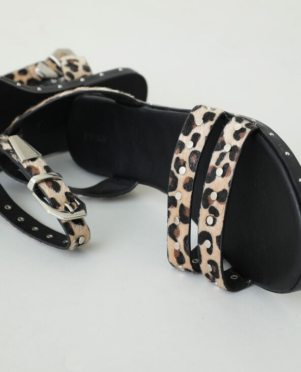 Sandales léopard cloutées beige - Pimkie