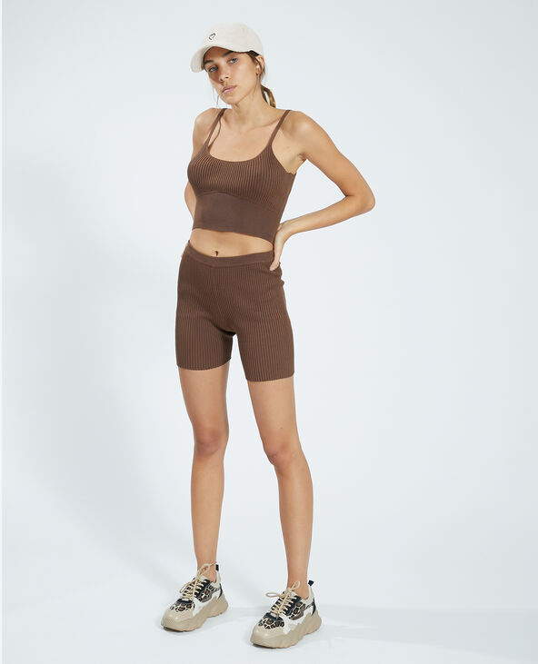 Cycliste maille côtelée marron - Pimkie