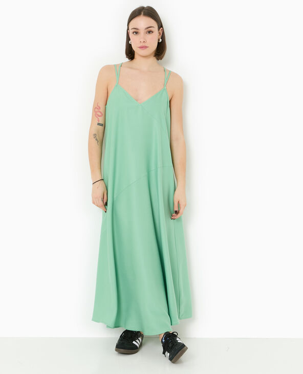 Robe longue en tissu fluide vert - Pimkie