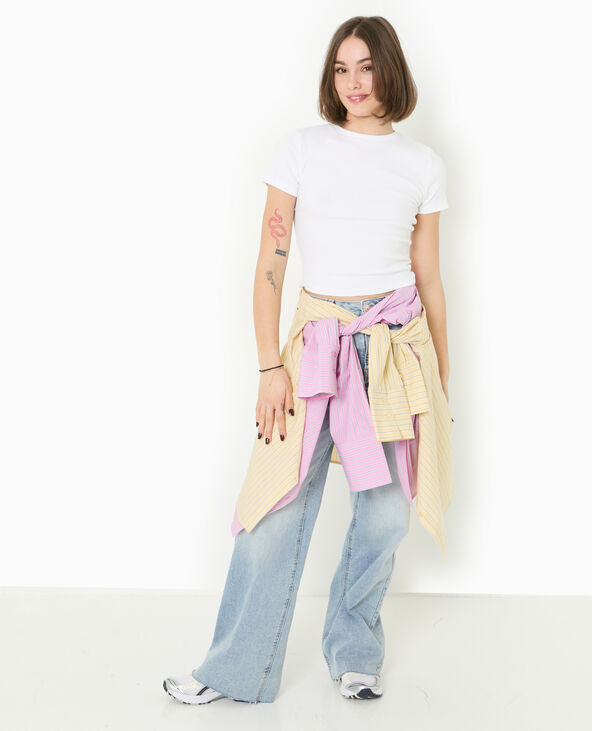 Chemise oversize rayée avec poches Rose poudré - Pimkie