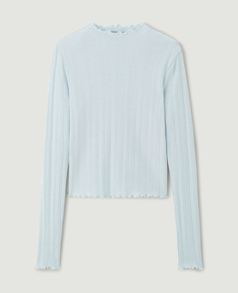 Pull maille fine côtelée bleu clair - Pimkie