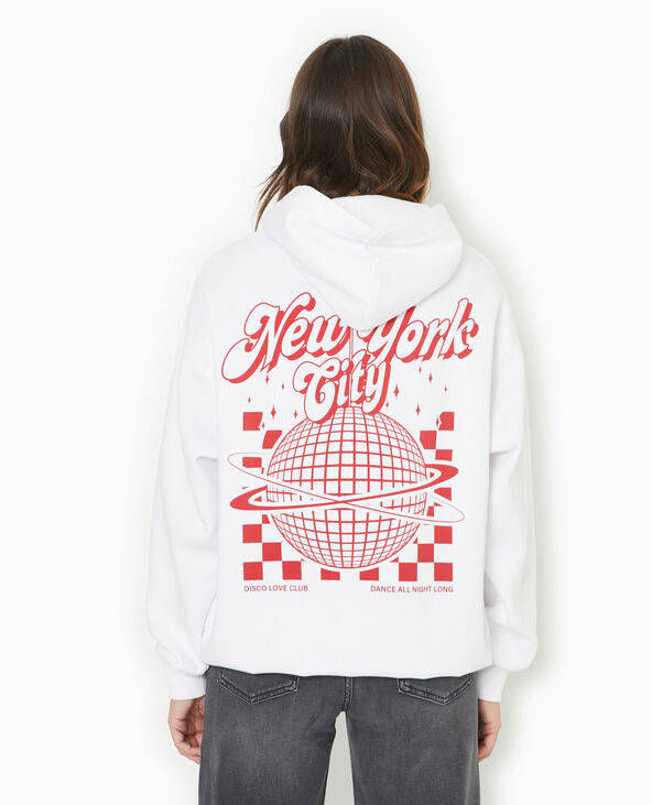 Sweat oversize à capuche avec print dos blanc - Pimkie