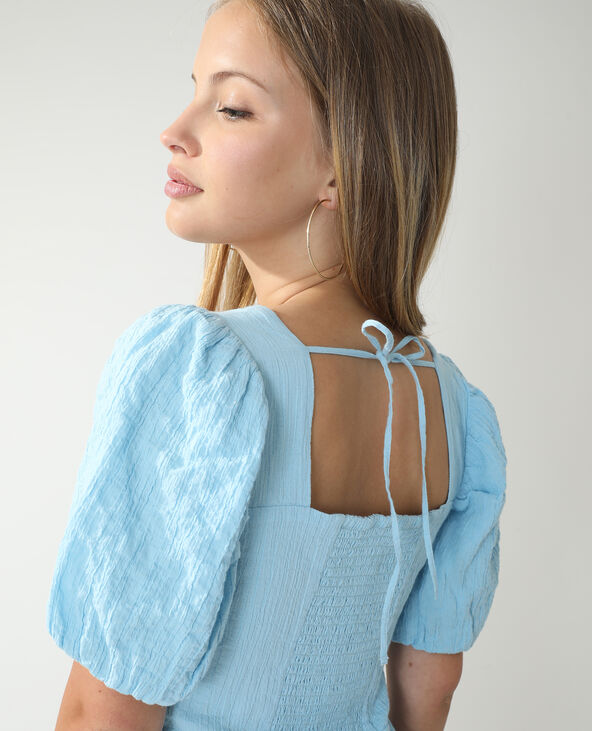 Robe froncée et smockée bleu - Pimkie