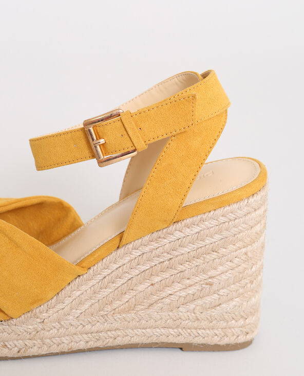 Sandales compensées en paille orange - Pimkie
