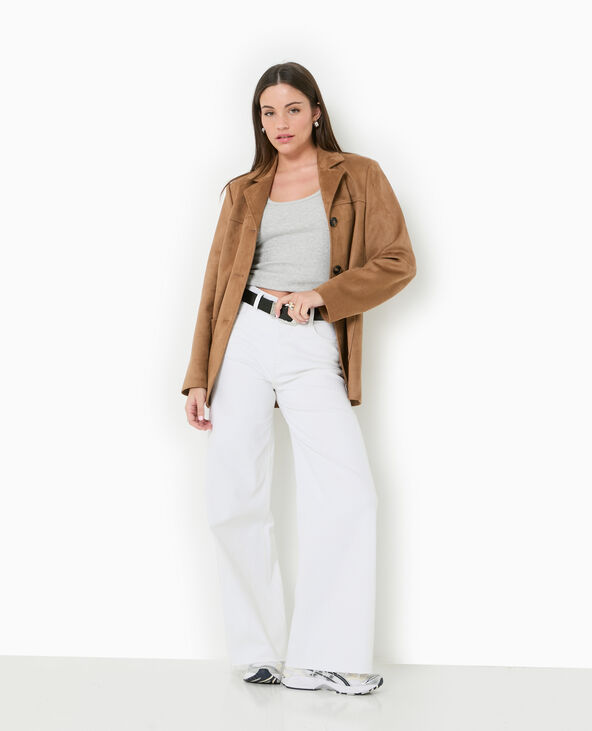 Jean wide taille haute bas coupés blanc - Pimkie