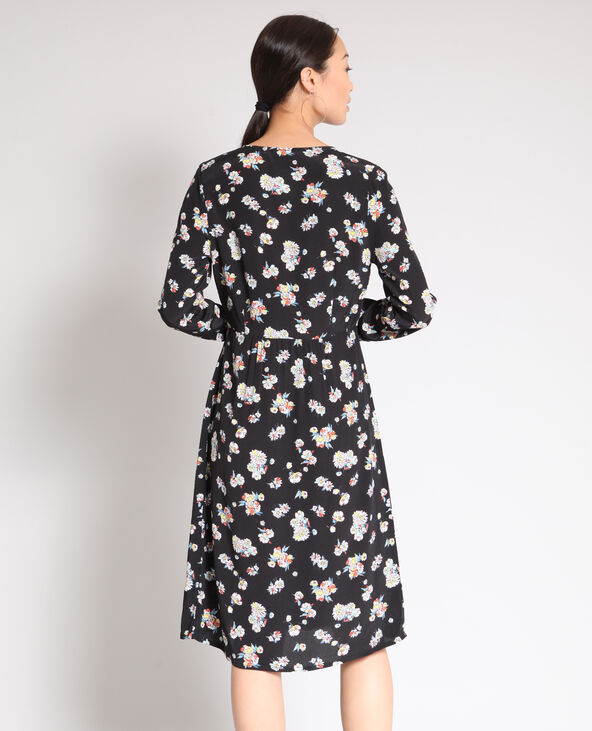 Robe midi à fleurs noir - Pimkie
