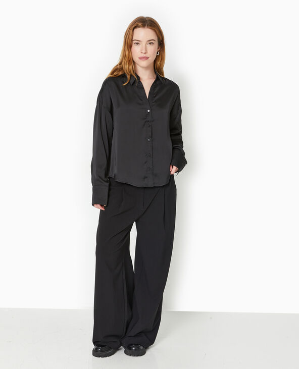 Chemise en satin noir - Pimkie